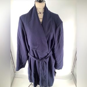 Lauren Ralph Lauren Belted Drape Front Midnight Blue Coat Size 3XL NWT